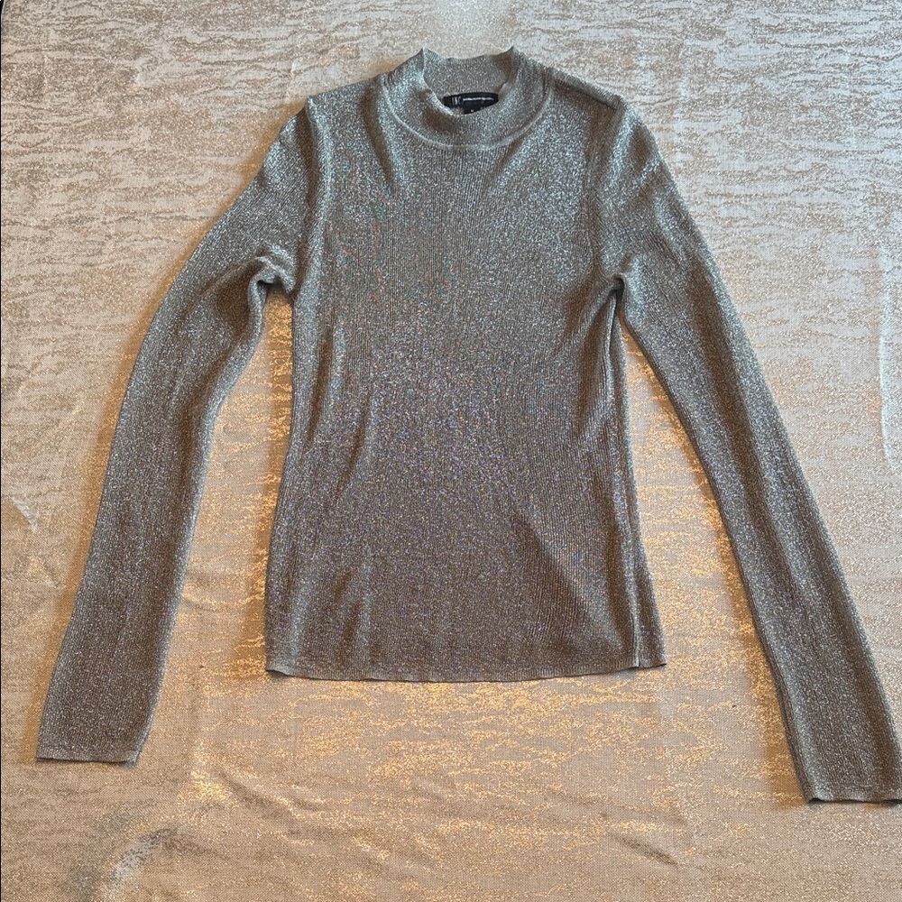 INC International Concepts Silver Long Sleeve Top
